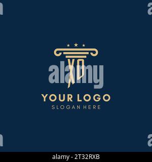 XO monogram initial logo with pillar and stars, legal firm design inspiration Stock Vector