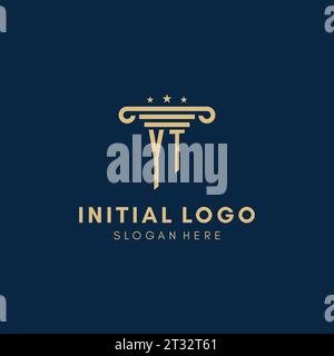 YT monogram initial logo with pillar and stars, legal firm design inspiration Stock Vector