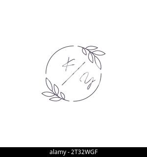 Initials KY logo monogram with simple circles lines vector graphic ...