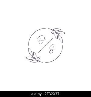 Initials OS monogram wedding logo with simple leaf outline and circle style vector graphic Stock Vector