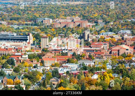 The University of Colorado Boulder Campus on a Colorful Fall Day Stock Photo