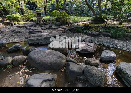 Takahashi Korekiyo Memorial Park that is the former residence of Japan's 20th Prime Minister, Takahashi Korekiyo.  Takahashi is famous for being assas Stock Photo