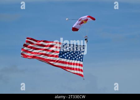 Austin, Etats Unis. 22nd Oct, 2023. Austin atmosphere flag, drapeau during the 2023 Formula 1 Lenovo United States Grand Prix, 18th round of the 2023 Formula One World Championship from October 20 to 22, 2023 on the Circuit of The Americas, in Austin, USA - Photo DPPI Credit: DPPI Media/Alamy Live News Stock Photo
