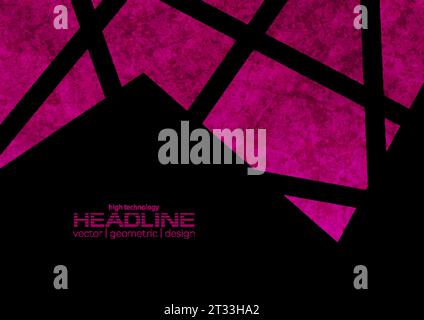 Pink and black abstract geometric grunge tech background. Vector illustration Stock Vector