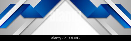 Blue and grey geometric paper abstract banner design. Corporate vector background Stock Vector