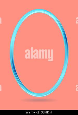 Minimal abstract blue ellipse framework on pink background. Vector pastel design Stock Vector