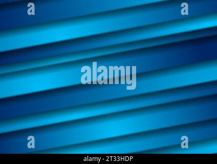 Bright blue smooth stripes abstract tech background. Modern glossy vector design Stock Vector
