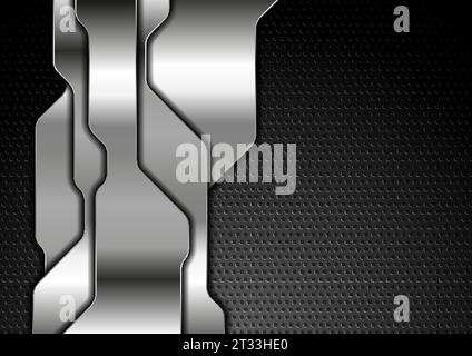 Silver metallic abstract technology background. Geometric vector design Stock Vector