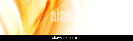 Abstract shiny white orange smooth blurred waves banner design. Vector wavy header background Stock Vector