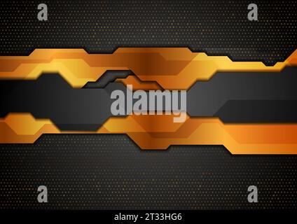Black and bronze tech geometric abstract vector background Stock Vector