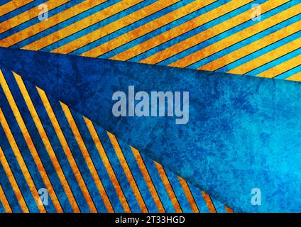 Bright blue and orange abstract tech geometric grunge striped background. Technology vector design Stock Vector
