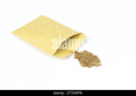 Celery seeds pack isolated on white backgroud Stock Photo