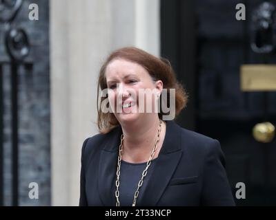 Downing Street, London, UK. 17th Oct 2023. Victoria Prentis, Attorney General leaves after the weekly Cabinet Meeting at No 10 Downing Street. Stock Photo