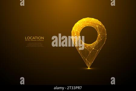 Digital GPS light golden icon. Low poly wireframe wireframe vector  Stock Vector