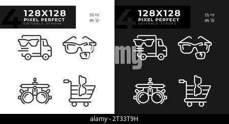 Customizable light and dark simple eye care icons collection Stock Vector