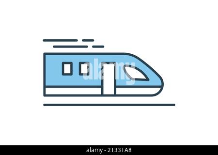 bullet train icon. icon related to speed, transportation. suitable for web site, app, user interfaces, printable etc. Flat line icon style. Simple vec Stock Vector