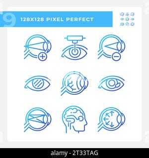 Pixel perfect gradient eye care linear icons set Stock Vector
