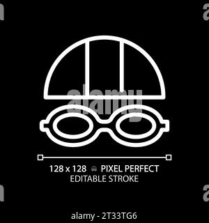 2D customizable thin linear white swimming goggles icon Stock Vector