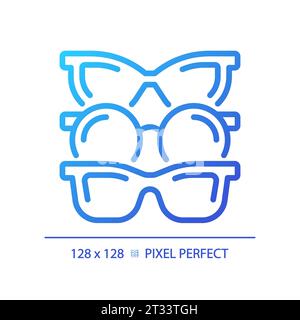 2D thin linear gradient various eyeglasses icon Stock Vector