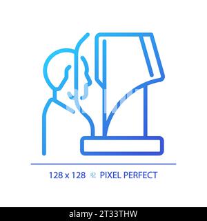 2D thin linear gradient computerized eye testing icon Stock Vector