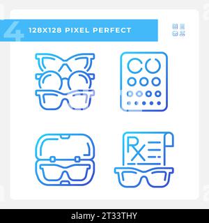 2D pixel perfect gradient eye care icons Stock Vector