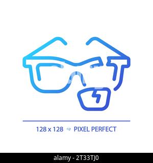 2D thin linear gradient broken eyeglasses icon Stock Vector