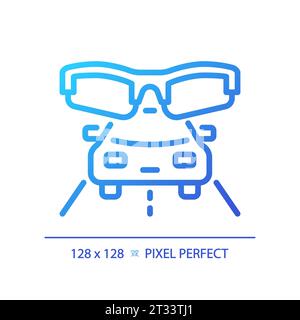 2D thin linear gradient car and eyeglasses icon Stock Vector