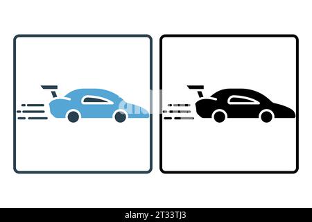 car racing icon. icon related to speed, race. suitable for web site, app, user interfaces, printable etc. Solid icon style. Simple vector design edita Stock Vector