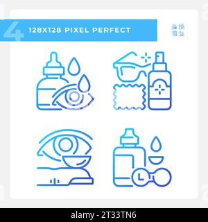 Set of pixel perfect gradient eye care icons Stock Vector