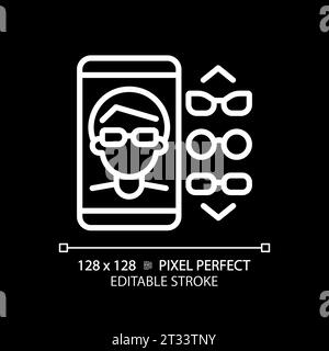 2D customizable simple thin linear white eyeglasses app icon Stock Vector