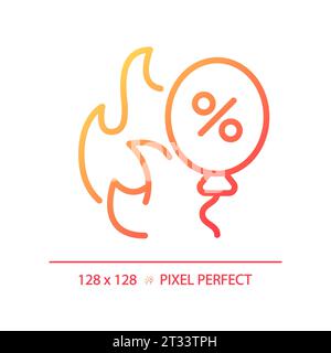 Simple thin linear gradient flame and balloon discount icon Stock Vector
