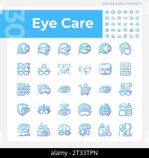 Pixel perfect eye care linear icons set Stock Vector