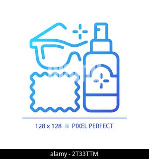 2D thin linear gradient eyeglasses cleaner icon Stock Vector