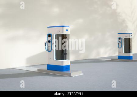 3d rendering group of EV charging stations or electric vehicle recharging stations Stock Photo