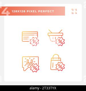 2D pixel perfect gradient discounts icons Stock Vector
