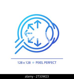 2D thin linear gradient eyeball with arrow symbols icon Stock Vector