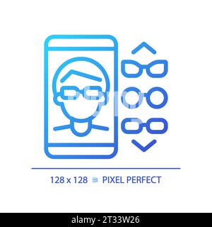 2D simple thin linear gradient eyeglasses app icon Stock Vector