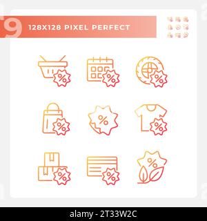 2D pixel perfect gradient discounts icons Stock Vector