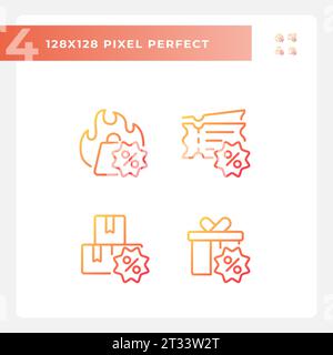 Pixel perfect gradient discounts icons set Stock Vector