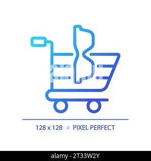 2D thin linear gradient eyeglasses with shopping cart icon Stock Vector
