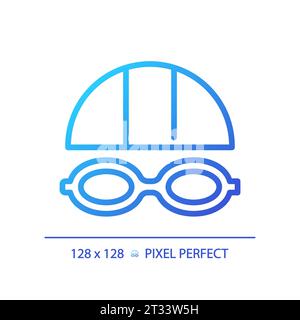 2D thin linear gradient swimming goggles icon Stock Vector