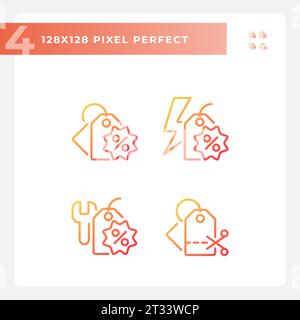 2D gradient simple discounts icons collection Stock Vector