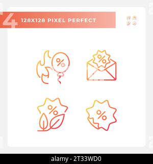 Pixel perfect gradient discounts icons set Stock Vector