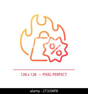 Thin linear gradient hot deal shopping icon Stock Vector