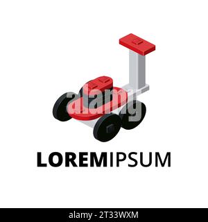 Lawn mower logo for print and design. Vector illustration. Stock Vector