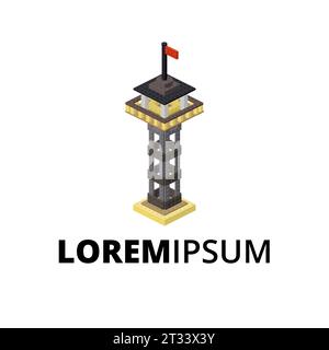Observation tower logo for print and design. Vector illustration. Stock Vector
