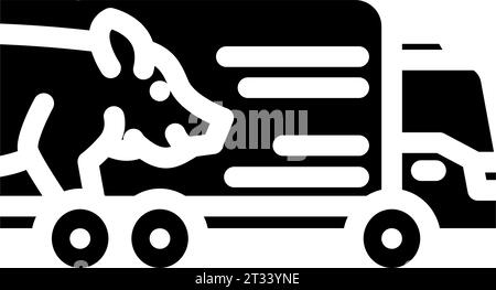 pig transport truck glyph icon vector illustration Stock Vector