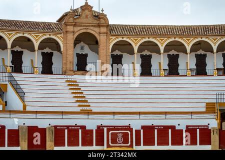 ANTEQUERA, SPAIN - SEPTEMBER 17, 2023: Bullring or plaza de toros building in Antequera, Spain on September 17, 2023 Stock Photo