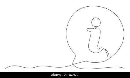 Information One line drawing isolated on white background Stock Vector