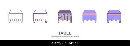 Set of flat Table Icon Design Illustration. table vector illustration. icon sheet Stock Vector